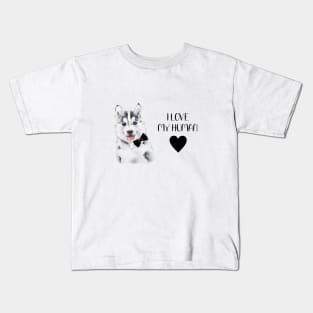 Husky Puppy Boy I Love My Human Kids T-Shirt